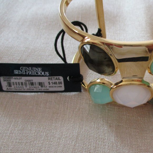 Cole Haan Gold Tone Cuff Bracelet Semi Precious Stones NWT - Picture 5 of 7